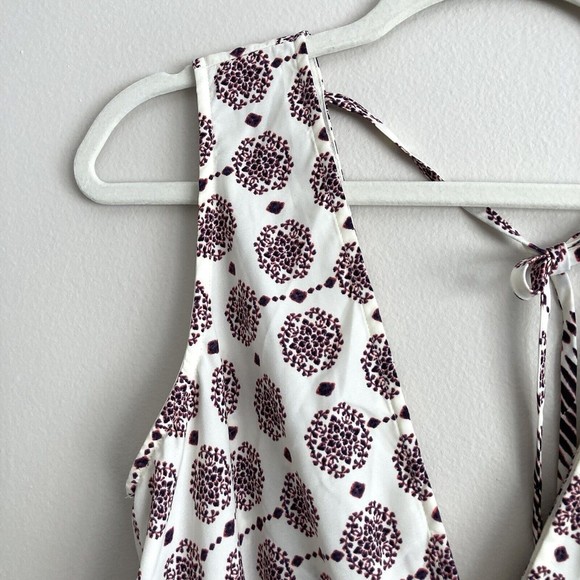 ILLA ILLA Womens Sleeveless Short Romper White Pink Tie Back Size Large - Picture 2 of 12